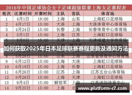 如何获取2025年日本足球联赛赛程更新及通知方法